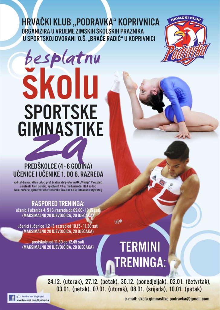 Besplatna škola gimnastike za vrijeme zimskih školskih praznika
